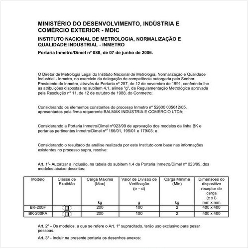 Portaria DIMEL/INMETRO 88:2006 - Situação: Revisto