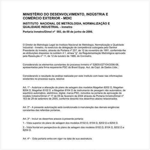 Portaria DIMEL/INMETRO 93:2006 - Situação: Em vigor