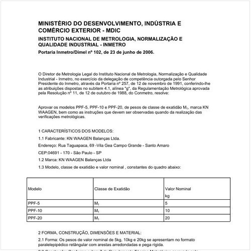 Portaria DIMEL/INMETRO 102:2006 - Situação: Revisto