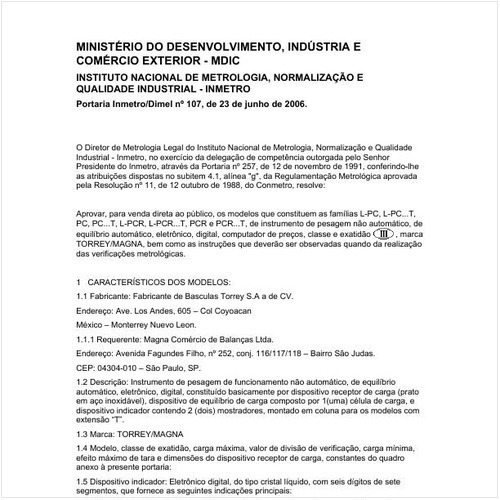 Portaria DIMEL/INMETRO 107:2006 - Situação: Revisto