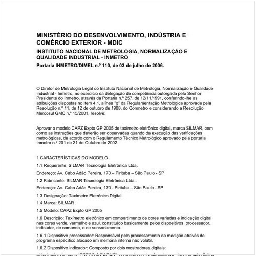 Portaria DIMEL/INMETRO 110:2006 - Situação: Revisto