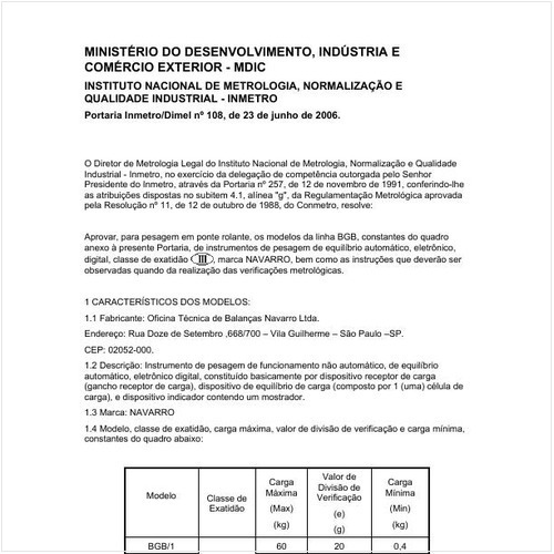Portaria DIMEL/INMETRO 108:2006 - Situação: Revisto