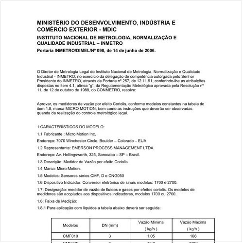 Portaria DIMEL/INMETRO 98:2006 - Situação: Revisto