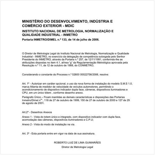 Portaria DIMEL/INMETRO 133:2006 - Situação: Em vigor