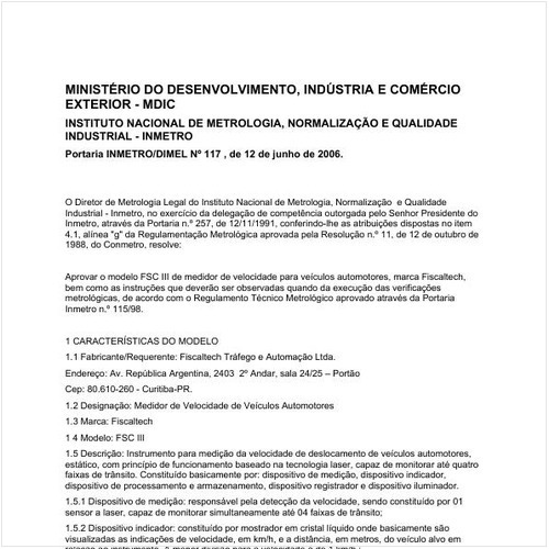 Portaria DIMEL/INMETRO 117:2006 - Situação: Em vigor