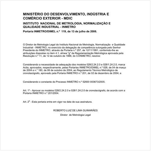 Portaria DIMEL/INMETRO 119:2006 - Situação: Em vigor