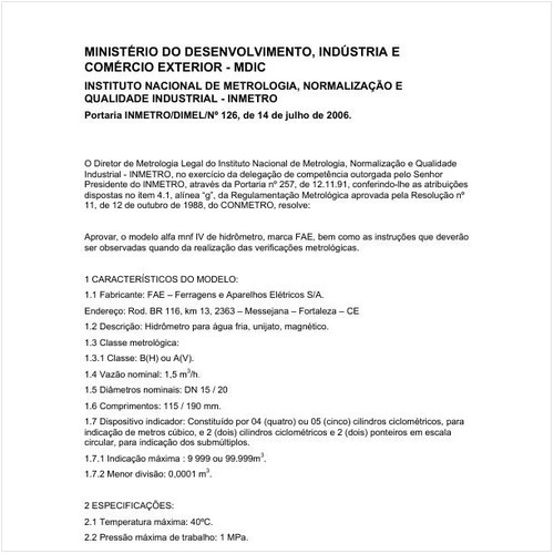 Portaria DIMEL/INMETRO 126:2006 - Situação: Revisto