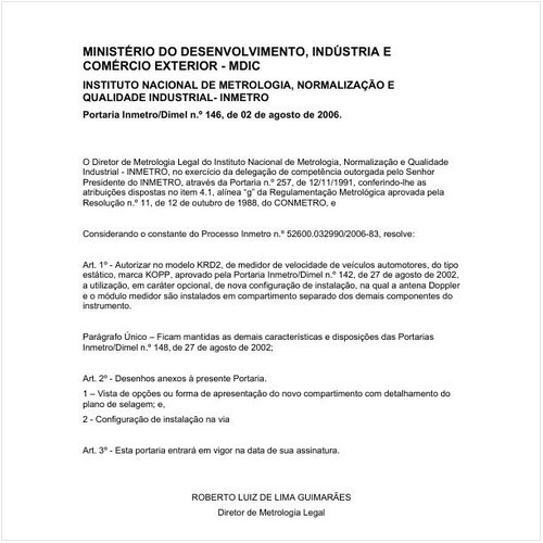Portaria DIMEL/INMETRO 146:2006 - Situação: Revogado