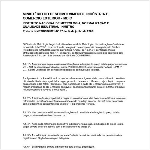 Portaria DIMEL/INMETRO 97:2006 - Situação: Em vigor
