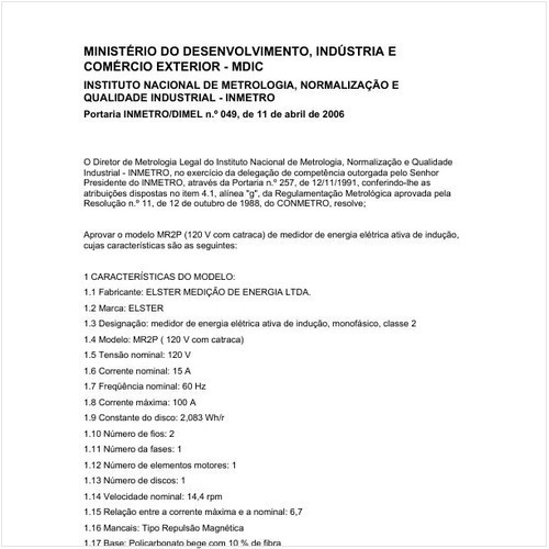 Portaria DIMEL/INMETRO 49:2006 - Situação: Revisto