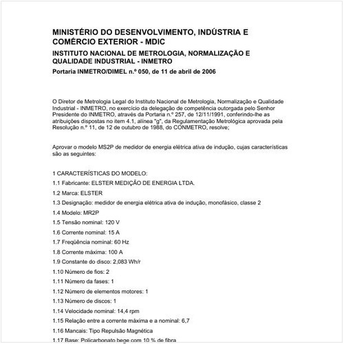 Portaria DIMEL/INMETRO 50:2006 - Situação: Revisto