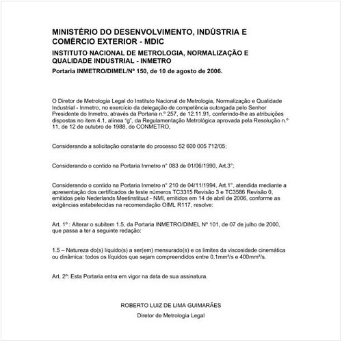 Portaria DIMEL/INMETRO 150:2006 - Situação: Revogado