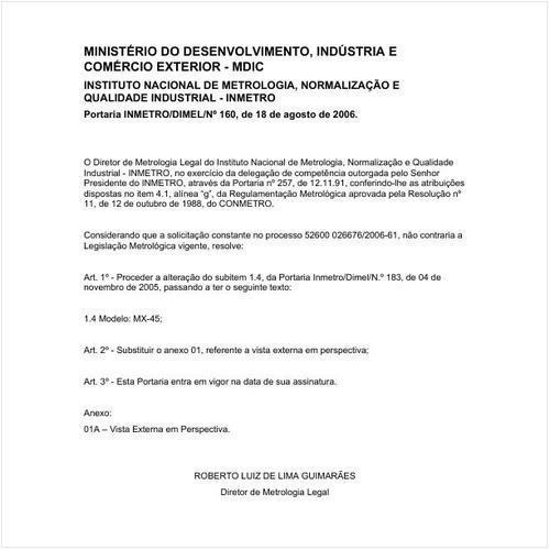 Portaria DIMEL/INMETRO 160:2006 - Situação: Em vigor
