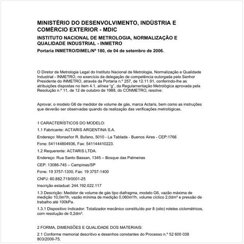 Portaria DIMEL/INMETRO 180:2006 - Situação: Revisto