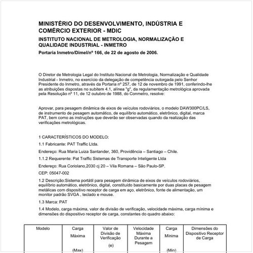 Portaria DIMEL/INMETRO 166:2006 - Situação: Em vigor