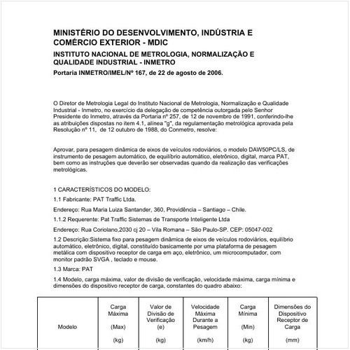 Portaria DIMEL/INMETRO 167:2006 - Situação: Em vigor