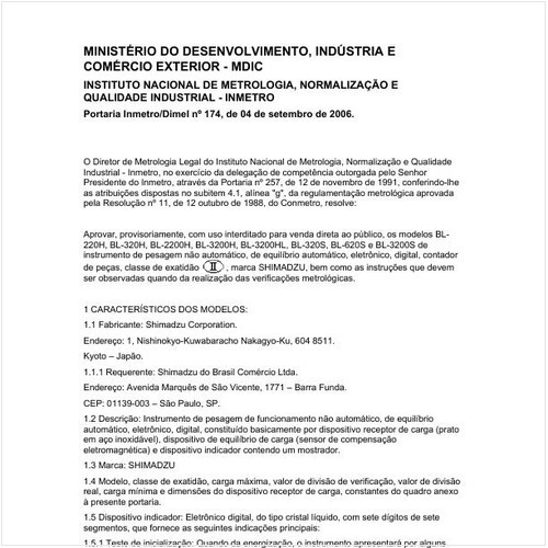 Portaria DIMEL/INMETRO 174:2006 - Situação: Revisto