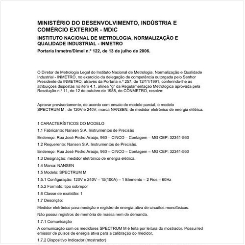 Portaria DIMEL/INMETRO 122:2006 - Situação: Revisto