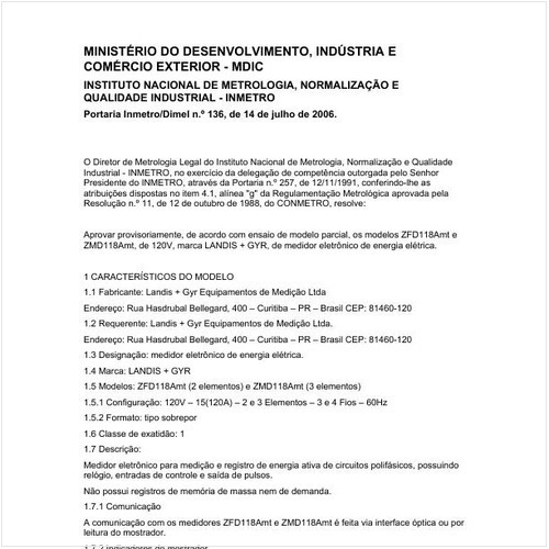 Portaria DIMEL/INMETRO 136:2006 - Situação: Em vigor