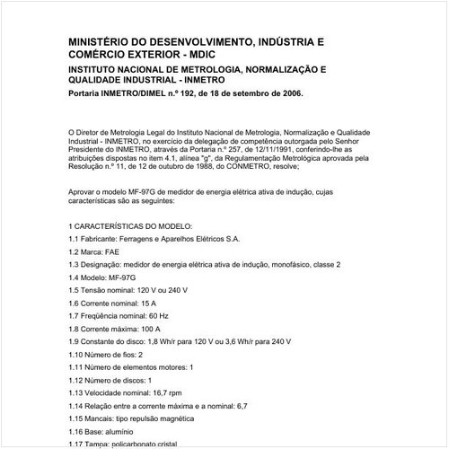 Portaria DIMEL/INMETRO 192:2006 - Situação: Revisto