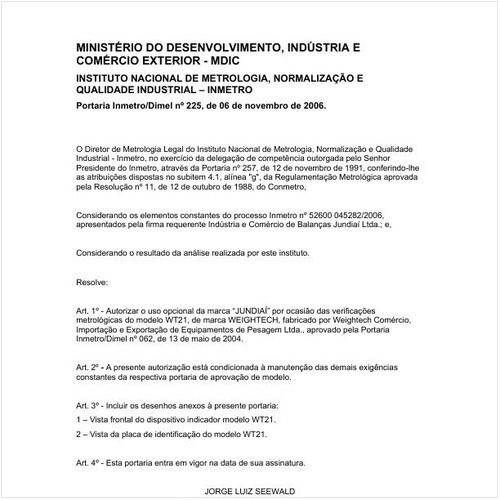 Portaria DIMEL/MDIC 225:2006 - Situação: Revisto