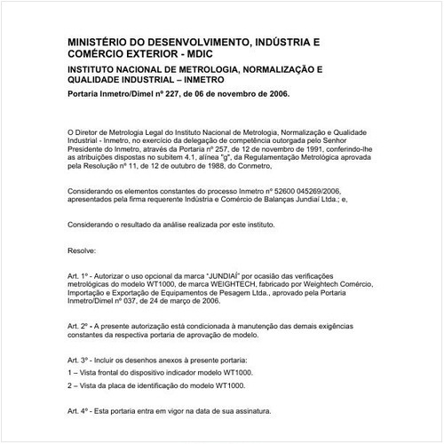 Portaria DIMEL/INMETRO 227:2006 - Situação: Em vigor