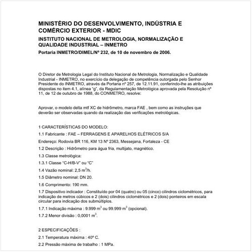 Portaria DIMEL/INMETRO 232:2006 - Situação: Revisto