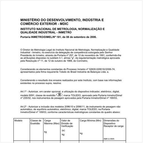 Portaria DIMEL/INMETRO 181:2006 - Situação: Revisto