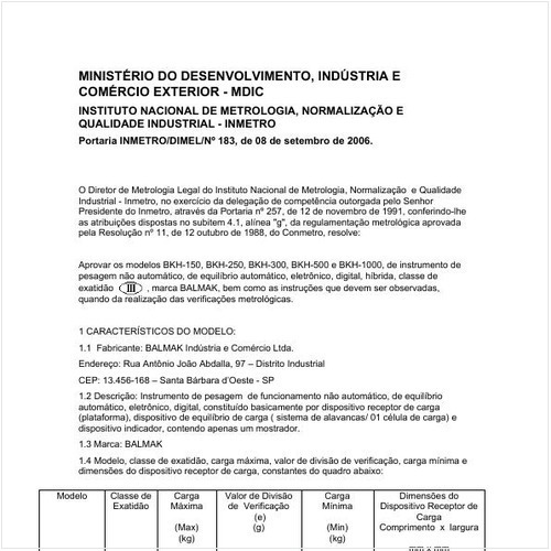 Portaria DIMEL/INMETRO 183:2006 - Situação: Revisto