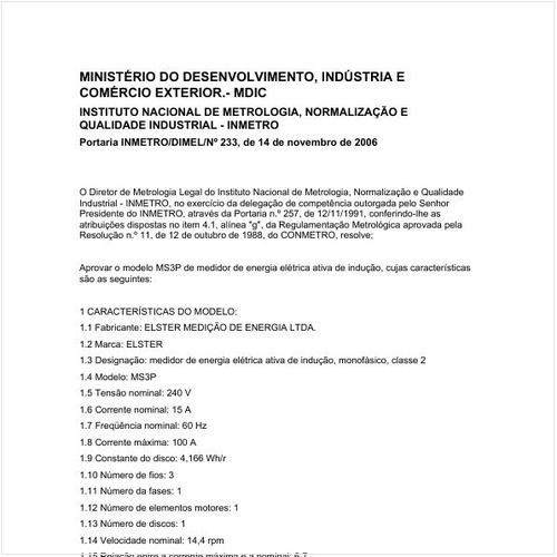 Portaria DIMEL/INMETRO 233:2006 - Situação: Revisto