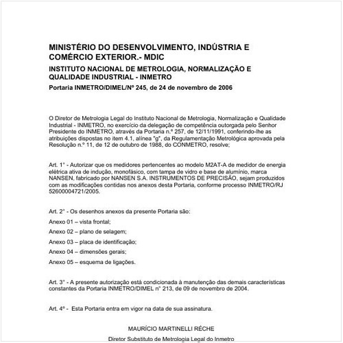 Portaria DIMEL/INMETRO 245:2006 - Situação: Revisto