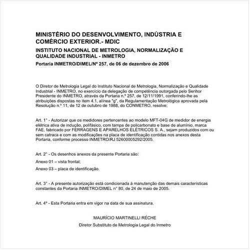 Portaria DIMEL/INMETRO 257:2006 - Situação: Revisto