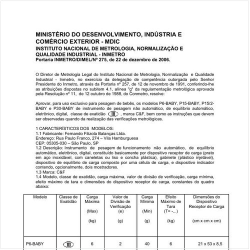 Portaria DIMEL/INMETRO 275:2006 - Situação: Revisto