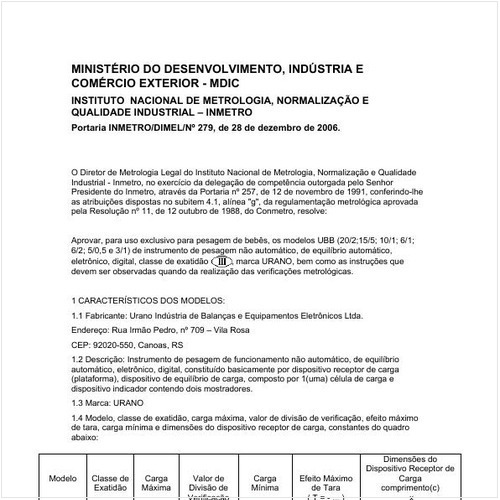 Portaria DIMEL/INMETRO 279:2006 - Situação: Em vigor