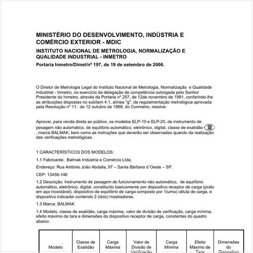 Portaria DIMEL/INMETRO 197:2006 - Situação: Revisto