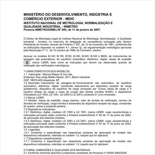 Portaria DIMEL/INMETRO 6:2007 - Situação: Revisto