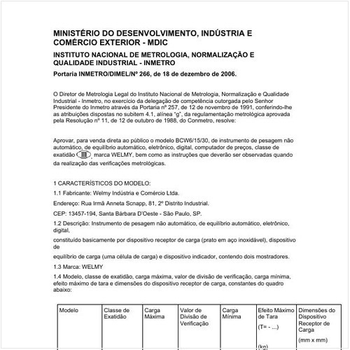 Portaria DIMEL/INMETRO 266:2006 - Situação: Revisto