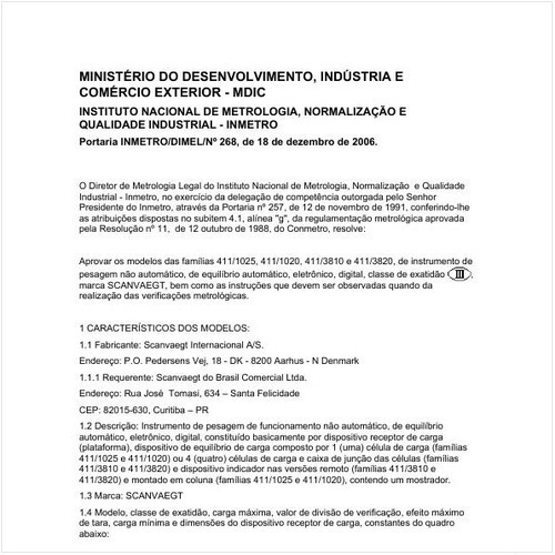 Portaria DIMEL/INMETRO 268:2006 - Situação: Em vigor