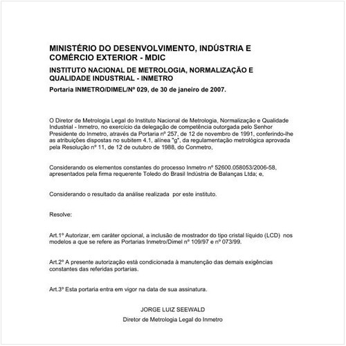Portaria DIMEL/INMETRO 29:2007 - Situação: Revisto