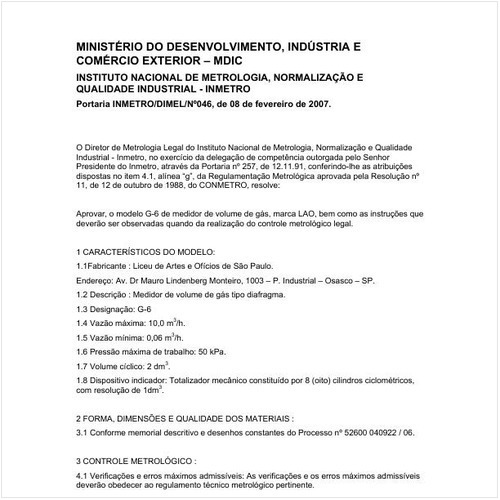 Portaria DIMEL/INMETRO 46:2007 - Situação: Revisto