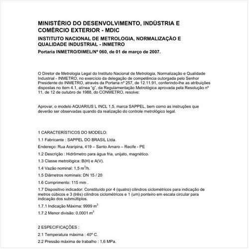Portaria DIMEL/INMETRO 60:2007 - Situação: Revisto