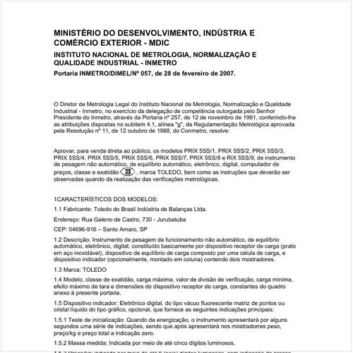Portaria DIMEL/INMETRO 57:2007 - Situação: Revisto