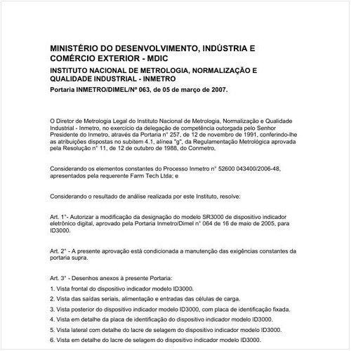 Portaria DIMEL/INMETRO 63:2007 - Situação: Em vigor