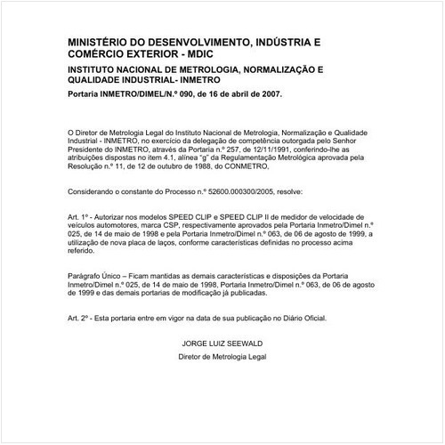 Portaria DIMEL/INMETRO 90:2007 - Situação: Em vigor