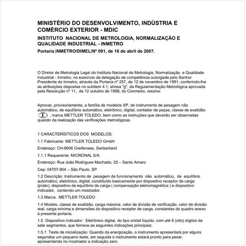 Portaria DIMEL/INMETRO 91:2007 - Situação: Revisto