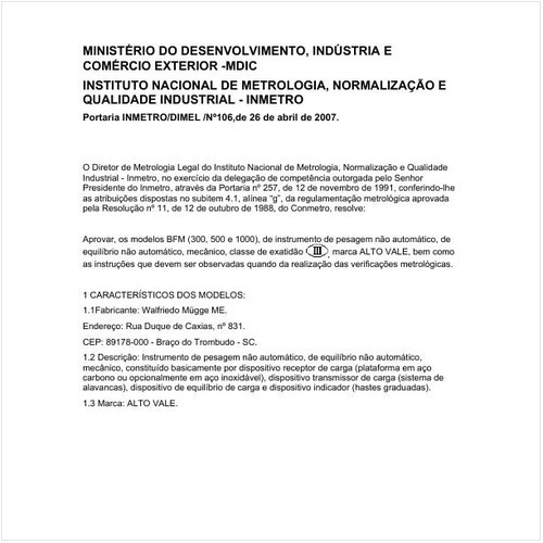 Portaria DIMEL/INMETRO 106:2007 - Situação: Em vigor