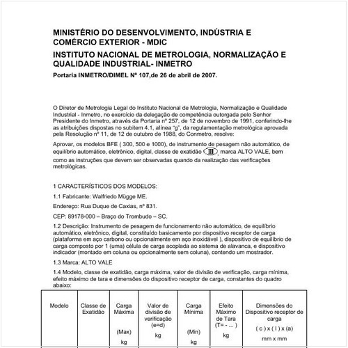 Portaria DIMEL/INMETRO 107:2007 - Situação: Em vigor