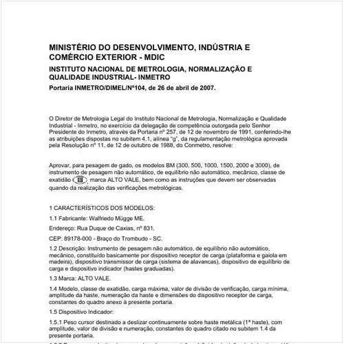 Portaria DIMEL/INMETRO 104:2007 - Situação: Em vigor