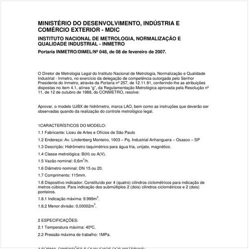 Portaria DIMEL/INMETRO 48:2007 - Situação: Revisto