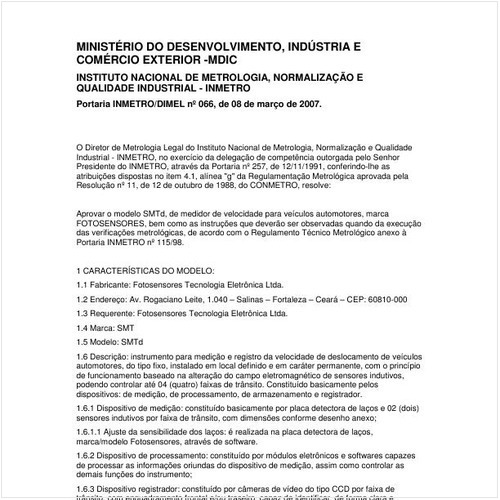 Portaria DIMEL/INMETRO 66:2007 - Situação: Revisto